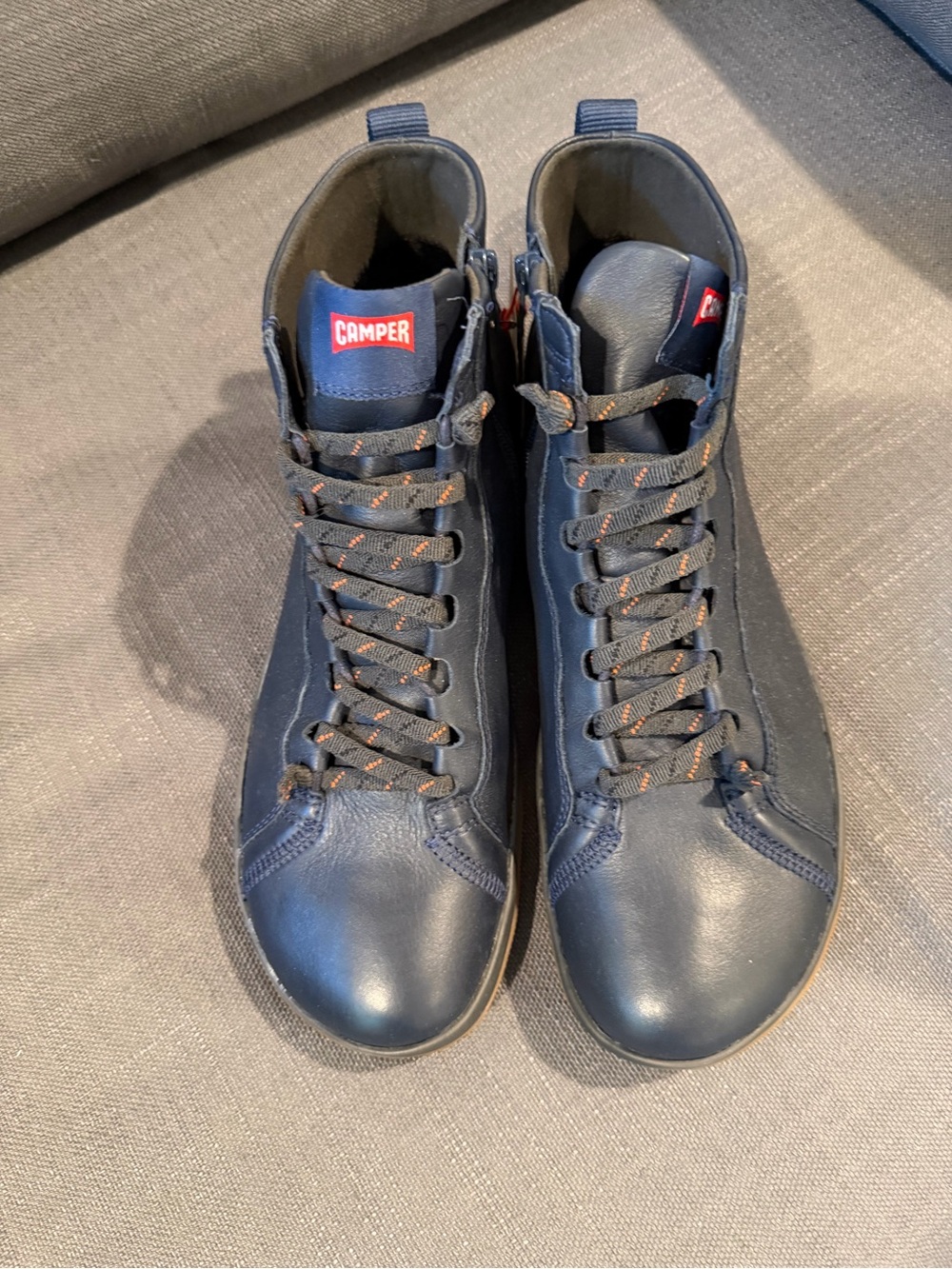 Camper Men’s Navy High-Top unbuck/Gore Tex Boots with Contrast Laces